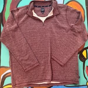 GAP Mens Maroon Quarter Zip Sweater XXL Dadcore Normcore Cozy Oversized 90s Vibe